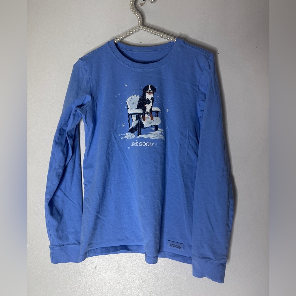 Life Is Good Women's Snowy‎ Adirondack Bernese Long Sleeve Crusher Tee Blue